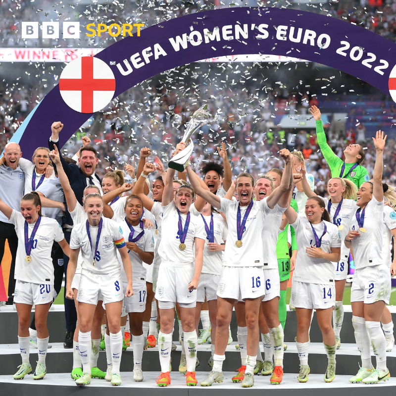 BBCSport's tweet photo. History makers! 👏 😍

England won their first major women's tournament in a dramatic Euro 2022 final against old rivals and eight-time champions Germany at Wembley.

Report ⤵️ #BBCFootball #BBCEuros