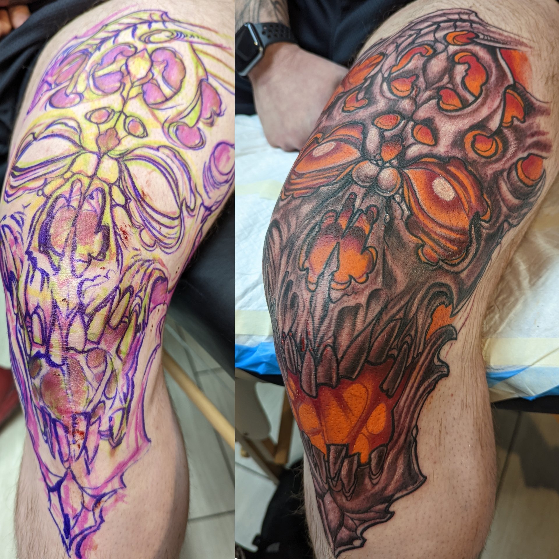 True ill Death Skull on Knee by Holly Azzara  Tattoos