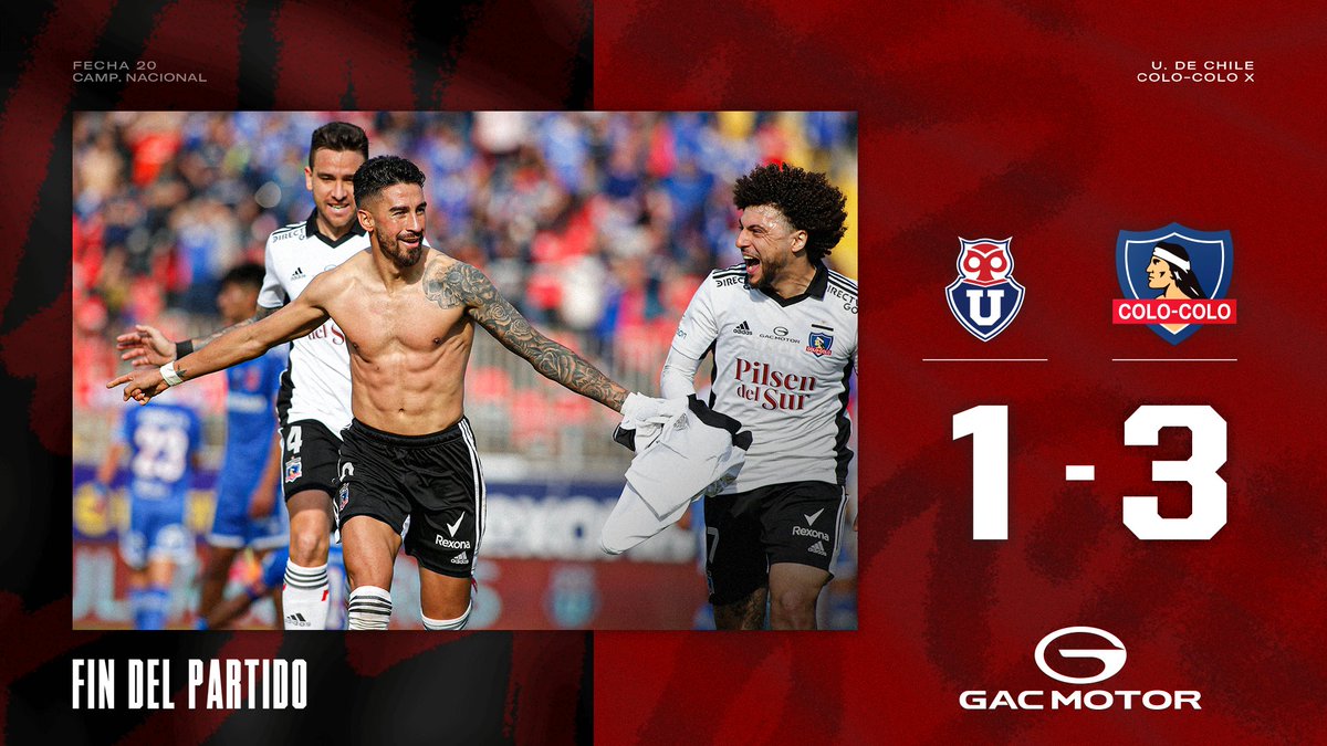 🤟🏼⚪️⚫️ ¡𝐆𝐀𝐍𝐎́ 𝐂𝐎𝐋𝐎-𝐂𝐎𝐋𝐎! 

Superamos a Universidad de Chile por 3-1 en Talca y nos llevamos los 3 puntos a casa 🥳⚽️

#VamosColoColo 🤟🏼🏁