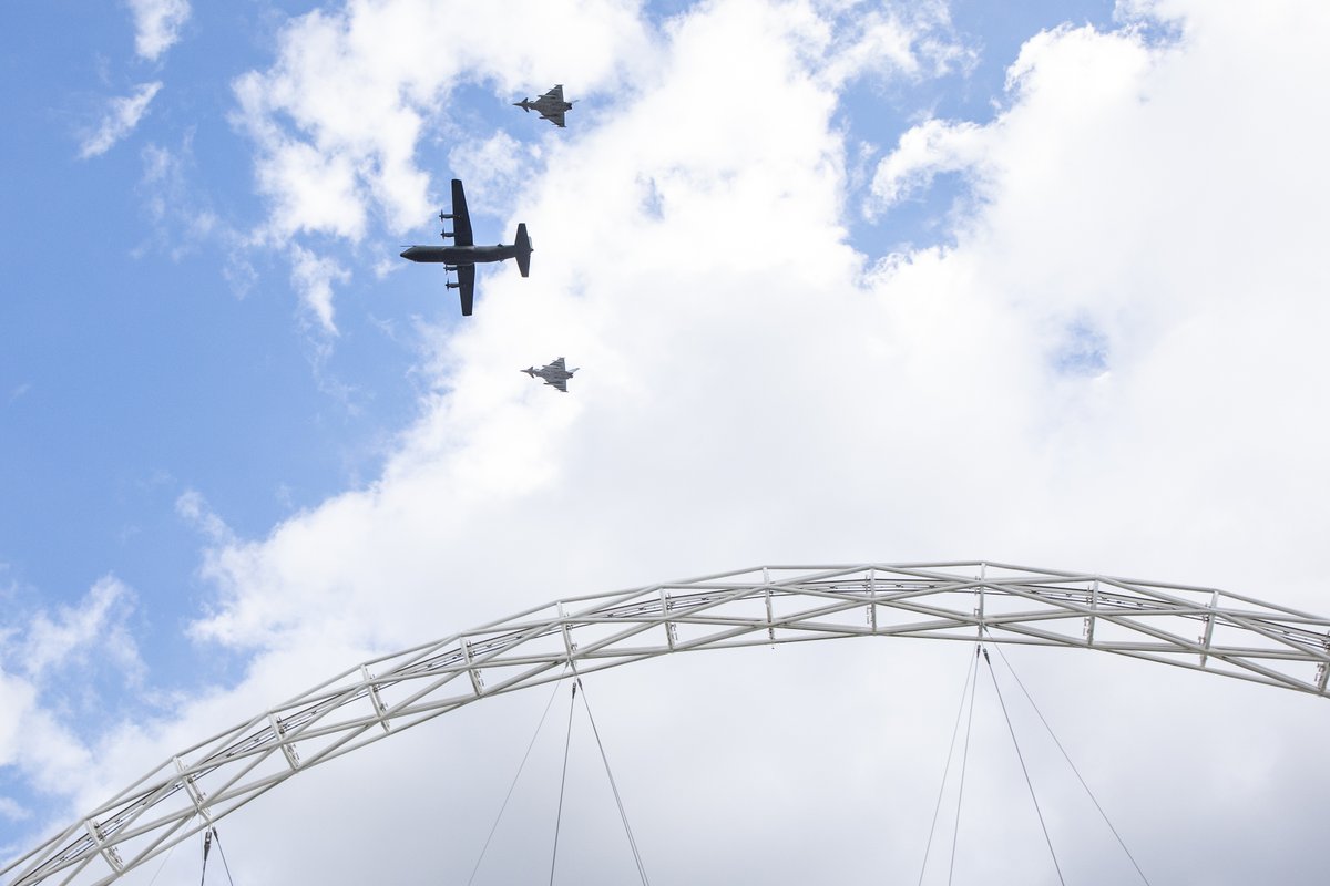 What a win! Well done <a href="/Lionesses/">Lionesses</a> winners of @WEURO2022 <a href="/wembleystadium/">Wembley Stadium</a> The RAF is proud to have supported you with a flypast from a Hercules from <a href="/RAFBrizeNorton/">RAF Brize Norton</a> and two Typhoons from <a href="/RAFConingsby/">RAF Coningsby</a> 
🏴󠁧󠁢󠁥󠁮󠁧󠁿2 / 🇩🇪1⚽. 
Its home.

#NotWomensFootball #WomenInSport
