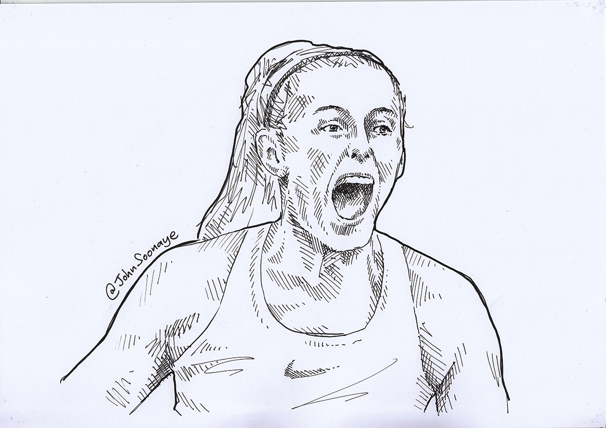 Seems only fair that if I'm going to speed-draw Ella Toone, I should also draw Chloe Kelly …given she scored the goal that won the final for the Lionesses and England! 🦁⚽️
(Ink on card)
#WEURO2022 #Toone #Lionesses #ENGGER @WEURO2022 <a href="/Lionesses/">Lionesses</a> #LionessesBringItHome  #WEURO2022