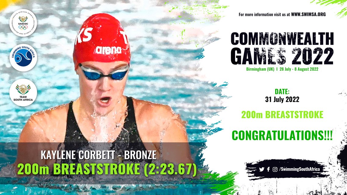SwimSouthAfrica's tweet photo. CONGRATS LADIES!!! @TRSchoenmaker and @kaylenecorbett 

#TeamSA🇿🇦 #CommonwealthGames2022 https://t.co/xqd4LMatbx
