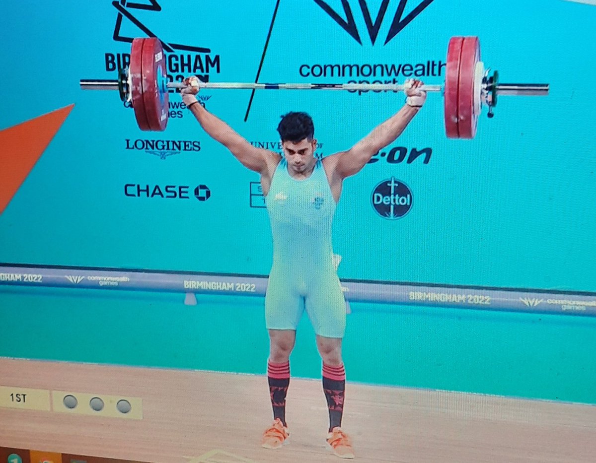 shivrambhaj's tweet photo. #Weightlifting: India’s Achinta Sheuli brings weightlifting  Gold 🥇 at #CWG2022 #Birmingham 
For India🇮🇳 in men’s 73kg category 🔥
CONGRATULATIONS!!
🎊 👏 👌 
#Achinta #Sheuli
#AchintaSheuli
#weightlifting #CommonwealthGames2022 
#Birmingham
#Weightlifter https://t.co/LYeVVMZgnZ