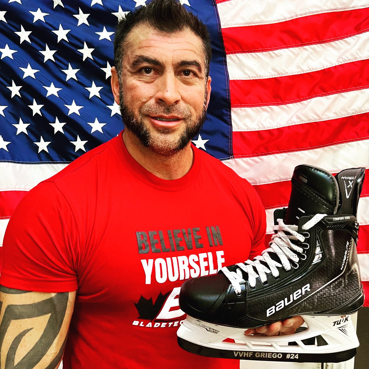 VGKWolverine's tweet photo. I’m honored to have @BLADETECHHOCKEY as part of our @VVHFoundation family, their support for our Veteran community is incredible.  I’m loving these new Black Diamond DLC blades!                     #veterans #vvhf #vegas #hockey #nonprofit #sponsor https://t.co/fAKAy1Px0O