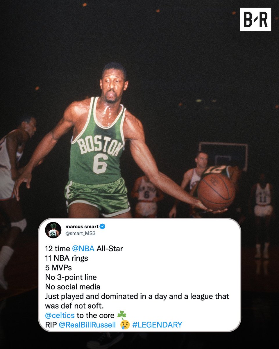 BleacherReport's tweet photo. The NBA world reacts to the loss of the great Bill Russell 🙏 https://t.co/lJVIG4ck5i