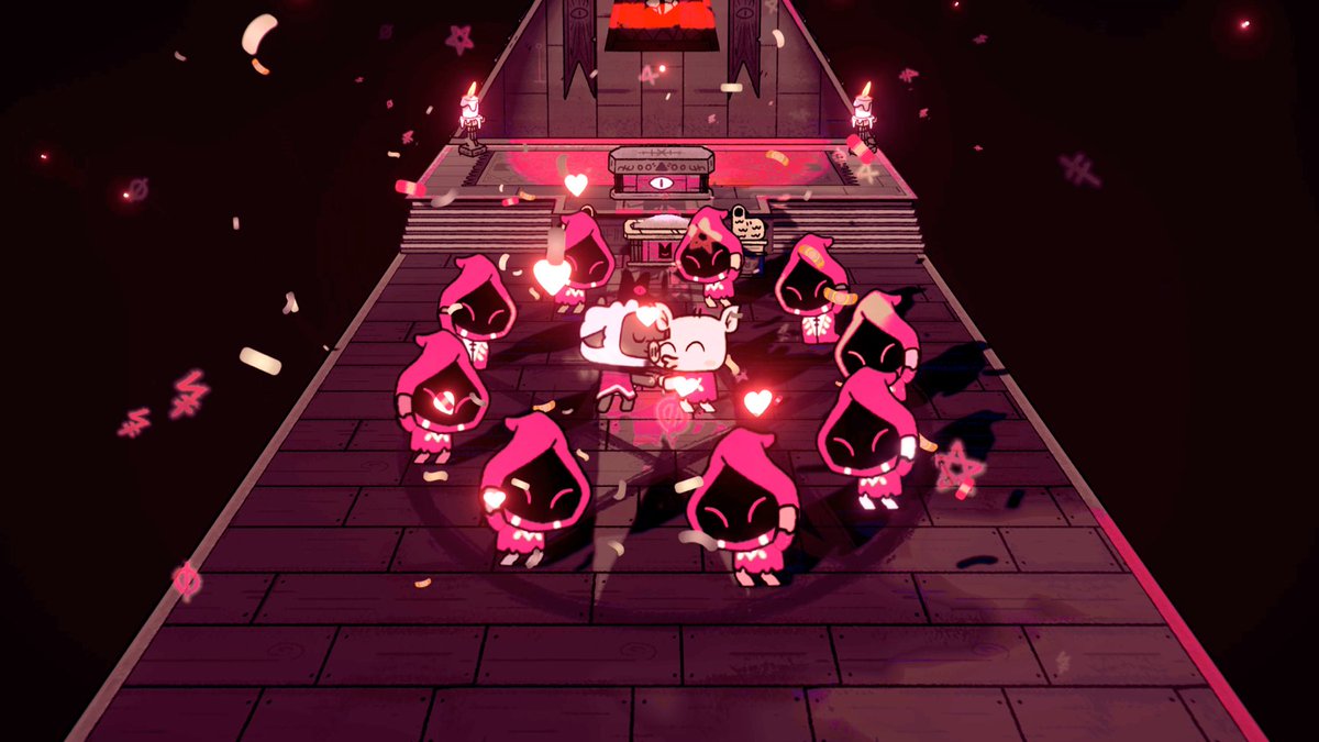 devolverdigital's tweet photo. Cult of the Lamb lets you do a little fishing, kissing, preaching, and sacrificing but not necessarily in that order.

Out August 11 | Preorder Now https://t.co/HUZgZP9IzY