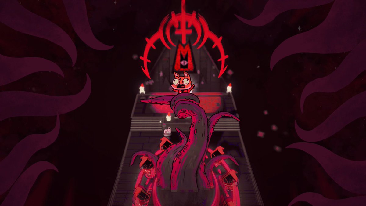devolverdigital's tweet photo. Cult of the Lamb lets you do a little fishing, kissing, preaching, and sacrificing but not necessarily in that order.

Out August 11 | Preorder Now https://t.co/HUZgZP9IzY