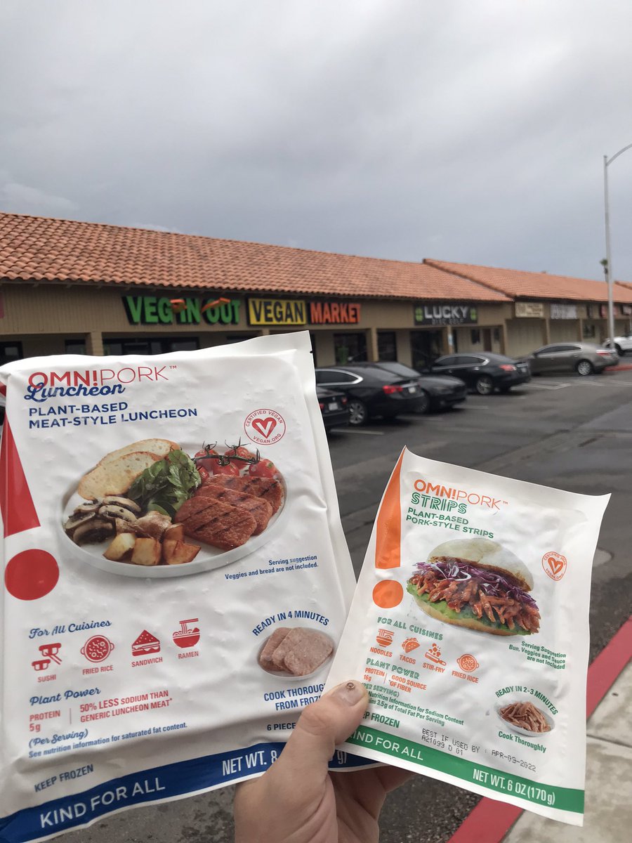 Just like that the rain cleared and look vegan spam! We absolutely love @OmniFoods and know you will too! We are open til 5pm! We are on @Instacart, @grubhub and @UberEats. We are located 2301 E Sunset Rd,Unit 8 & 9 Las Vegas, NV 89119 (702)954-4626 Veg-in-out.com #vegan