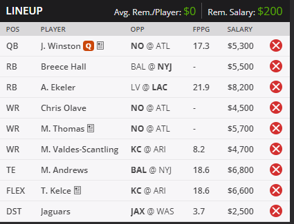 SebastianW_DFS's tweet photo. @ChristianLohr9 stand heute wäre wohl dies einer meiner Favoriten Stacks... wie ist deine Meinung zum Lineup ?
#DFS #fantasyfootball #ranNFL #nfldeutschland #podcast #mit5eurozurmillion #millimaker https://t.co/kiNn2DFknA