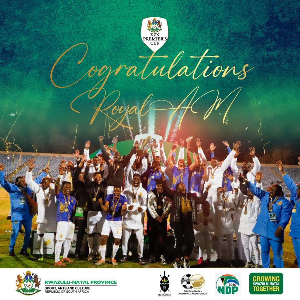 KwaZulu-Natal Department of Sport, Artst and Culture under MEC Hlengiwe kaMavimbela proudly present to you and congratulate new champions of  KZN Premier's Cup 🏆, Royal AM football club. Let the season begin, its game on....#ActiveandwinningKZN #keepingartsalive