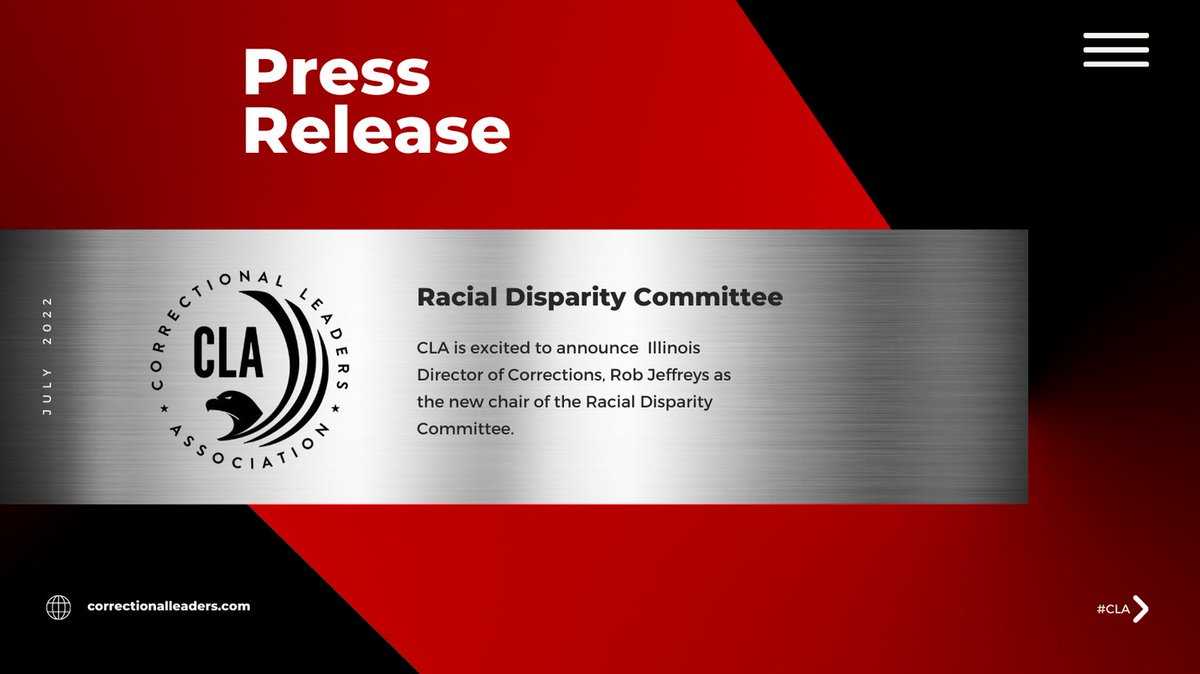 CLA is excited to announce the Illinois Director of Corrections, Rob Jeffreys as the new chair of the Racial Disparity Committee.  #CLA #corrections #racialdisparity