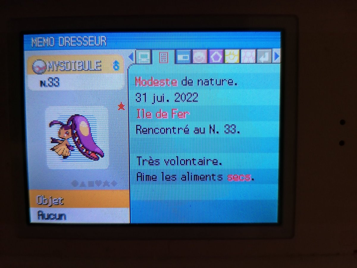 Il s'est fait attendre mais ça valait le coup !
Mysdibule shiny est apparu après 10189 rencontres 😍
Une très jolie shasse qui a été possible grâce à l'insertion Rubis !