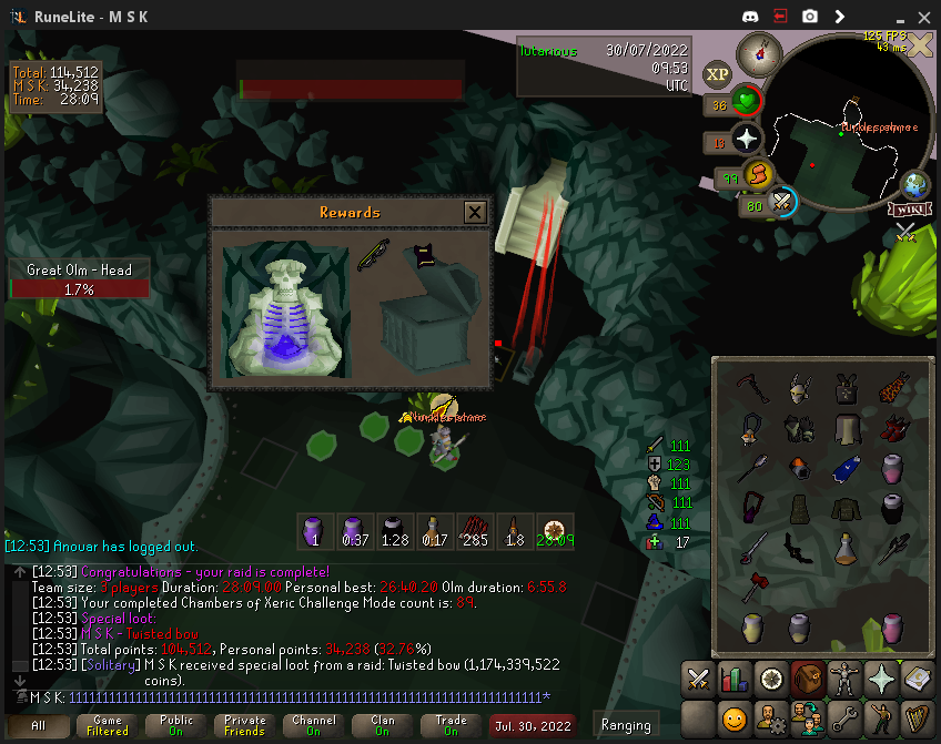 miskaghetto's tweet photo. Solitary Lone Wolf 7 victory and i didnt even get a tile. Atleast i got a bow =) #GreedyGoblins @Solitary_PvM https://t.co/neodONcyBV
