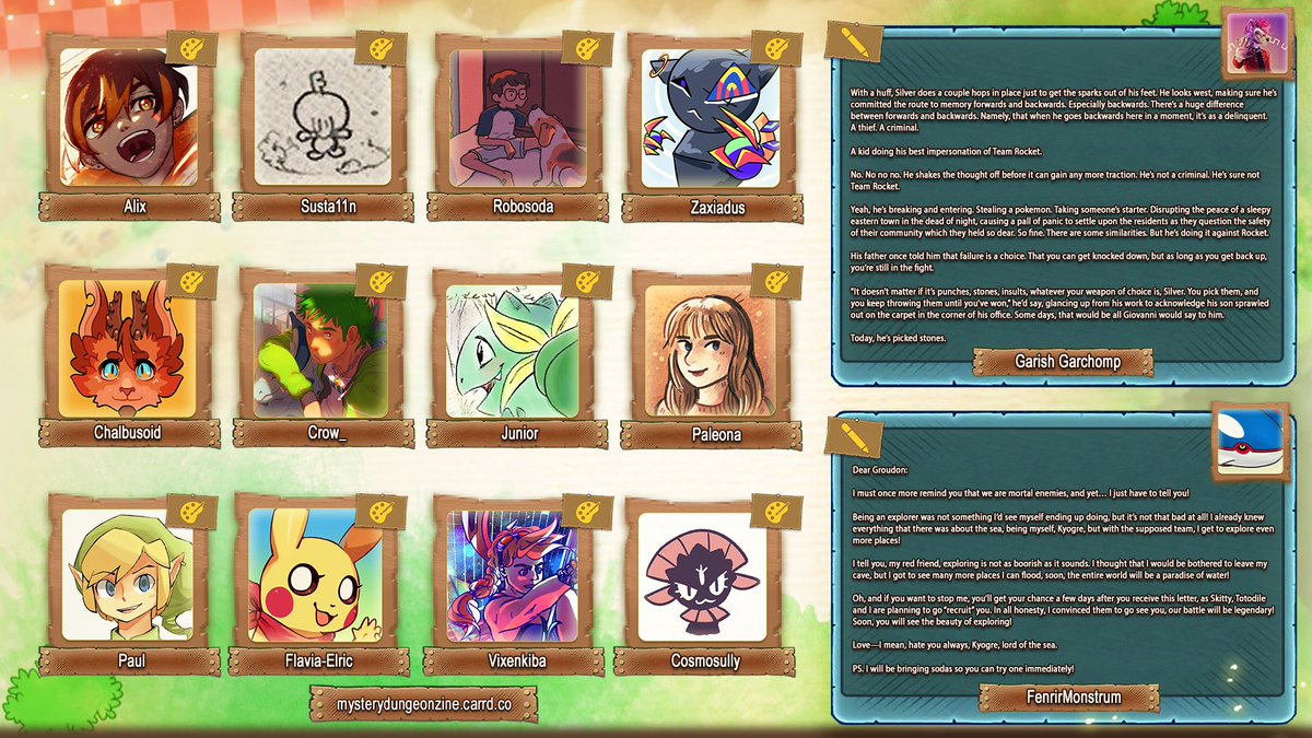 MysteryDungeonZ's tweet photo. ⭐️ YOOM-TAH!! Adventure Log: A Pokémon Mystery Dungeon Zine's full contributor lineup is here! ⭐️

Please welcome all of our extraordinarily talented creators who will be lending their skills to our zine! We are thrilled to all share the love for PMD! 💛 https://t.co/LJF2hWzk4T