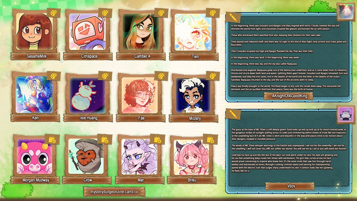 MysteryDungeonZ's tweet photo. ⭐️ YOOM-TAH!! Adventure Log: A Pokémon Mystery Dungeon Zine's full contributor lineup is here! ⭐️

Please welcome all of our extraordinarily talented creators who will be lending their skills to our zine! We are thrilled to all share the love for PMD! 💛 https://t.co/LJF2hWzk4T
