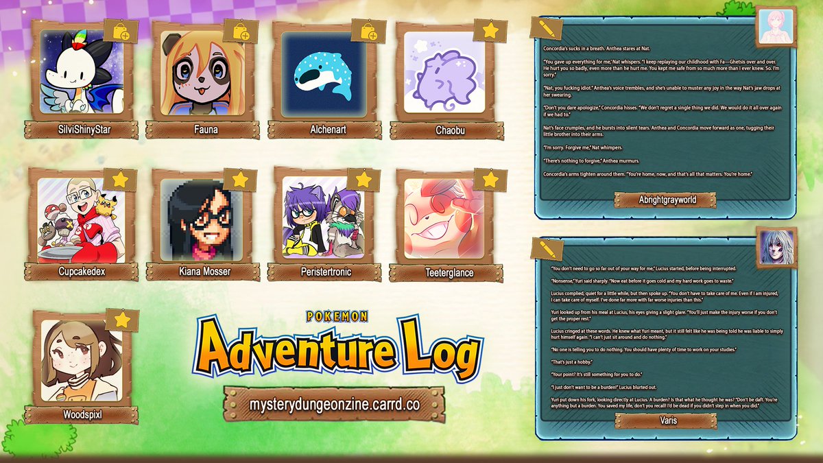 MysteryDungeonZ's tweet photo. ⭐️ YOOM-TAH!! Adventure Log: A Pokémon Mystery Dungeon Zine's full contributor lineup is here! ⭐️

Please welcome all of our extraordinarily talented creators who will be lending their skills to our zine! We are thrilled to all share the love for PMD! 💛 https://t.co/LJF2hWzk4T