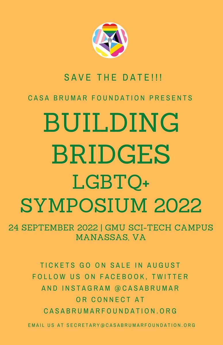 CasaBruMar's tweet photo. Our inaugural LGBTQ+ Symposium will be 9/24 @ GMU Sci-Tech Campus in Manassas, 10am-4pm.

Expect opportunities to network with other orgs, professionals who serve the LGBTQ+ community, learn about best practices, and share where you see a lack of resources. Lunch included. https://t.co/uTX2JWIWcd