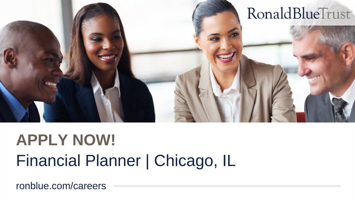 DanGrover66's tweet photo. FINANCIAL PLANNER POSITION: Ronald Blue Trust is searching for an exceptional individual to work in our Chicago office serving families, individuals, and businesses by providing biblically based financial advice. Learn more and apply. #RonaldBlueTrust https://t.co/Iklz9jFSdg https://t.co/x2jJqz8VNj