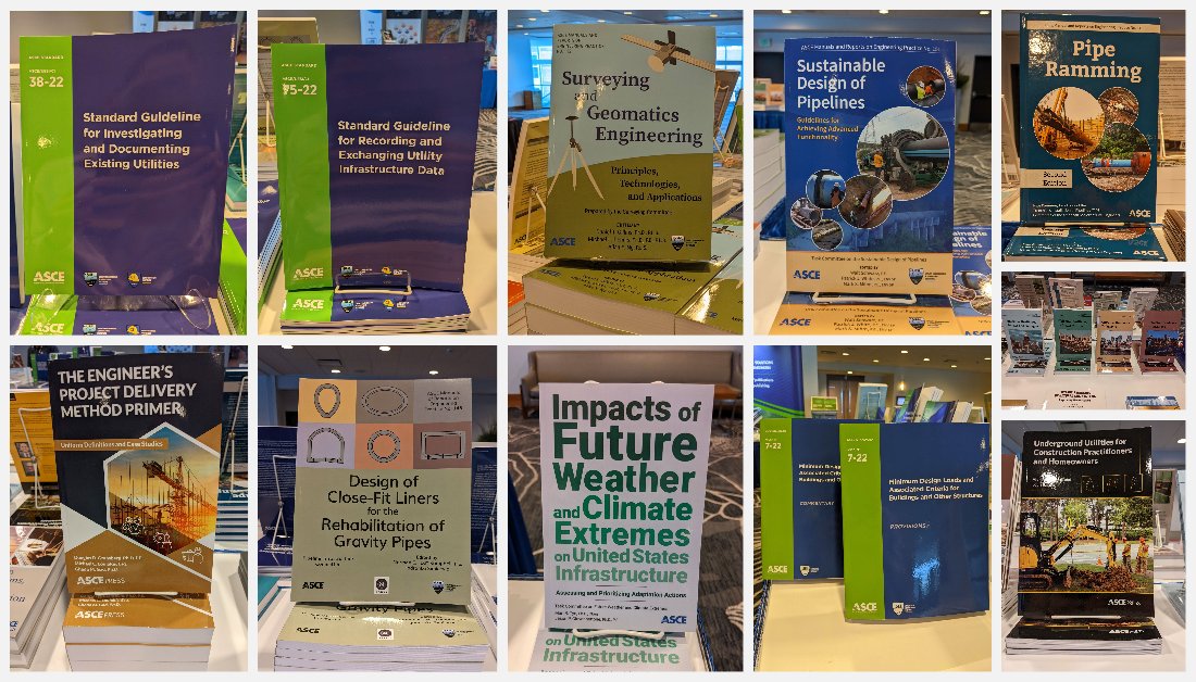 New books alert! The #Pipelines22 bookstore is stocked with our newest publications on #Pipelines, #Surverying and more! #Pipelines2022 <a href="/uesi_asce/">Utility Engineering and Surveying Institute</a>