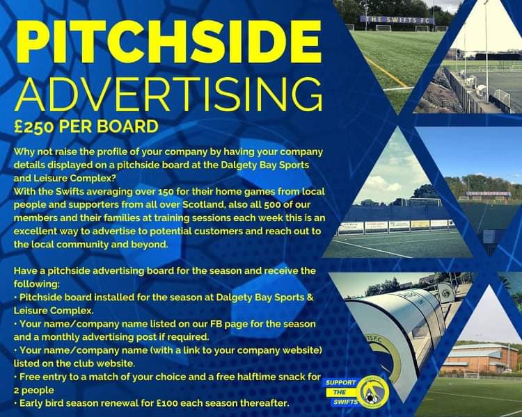 My local team...pitch side sponsorship opportunity for the <a href="/swifts_fc/">The Swifts FC - East of Scotland</a>