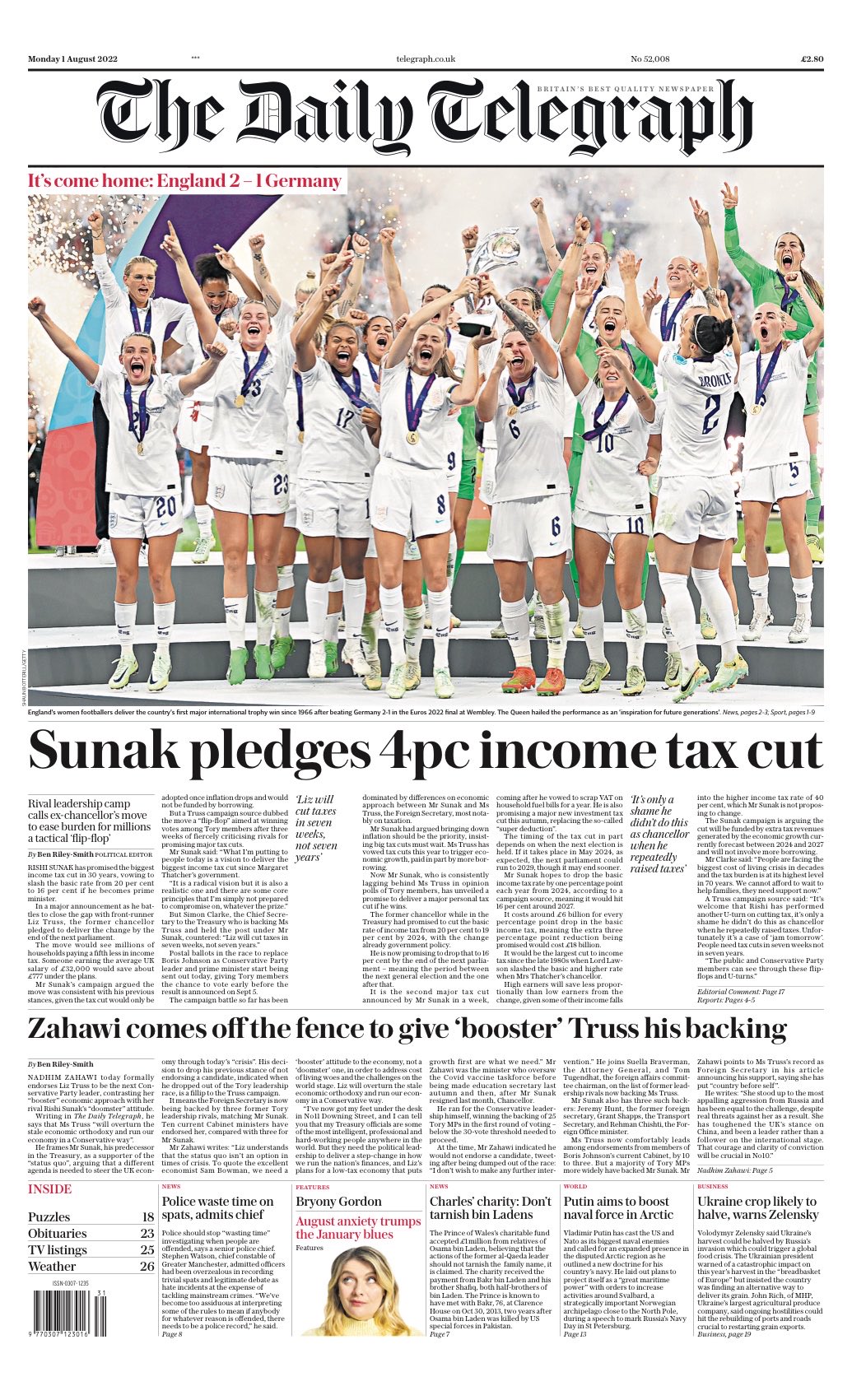 Allie Hodgkins Brown On Twitter Monday s Daily TELEGRAPH Sunak 