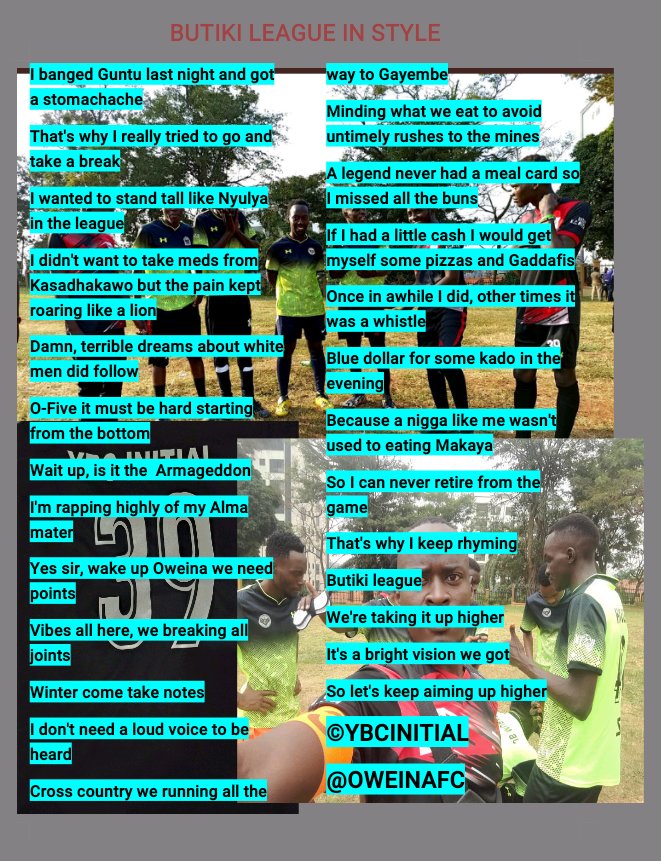 YBC INITIAL (@ybcinitial) on Twitter photo The boys did it again.
Butiki League in style
<a href="/Butiki_League/">Butiki League</a> <a href="/Kicoba1959/">KiiraCollegeOldBoysAssociation</a> <a href="/oweinafc/">Oweina Fc</a> <a href="/FcKasadhakawo/">FC Kasadhakawo</a> <a href="/PizzaGaddafifc/">Pizza Gaddafi fc</a> <a href="/gayembefc/">Butiki Gayembe FC</a> <a href="/BugomaFc/">Bugoma fc</a> <a href="/WinterFC_KCB/">Winter FC</a> <a href="/AREDOFC/">AREDO FC</a> <a href="/FcGuntu/">FC Guntu</a> <a href="/whitemanfc/">whitemanfc</a> <a href="/Keith4_/">Keith Gram🏴☠️🔥🤯</a> <a href="/Jerryoj2/">Jerry OJ🇺🇬</a> <a href="/KisekkaBrian9/">Kisekka Brian</a> <a href="/oslo_danz/">Oslo</a>
<a href="/MuherezaBrian11/">Muhereza Brian</a> <a href="/batambuze_enock/">Enock Batambuze</a> @Jordn_Muwanguzi The boys did it again.
Butiki League in style
<a href="/Butiki_League/">Butiki League</a> <a href="/Kicoba1959/">KiiraCollegeOldBoysAssociation</a> <a href="/oweinafc/">Oweina Fc</a> <a href="/FcKasadhakawo/">FC Kasadhakawo</a> <a href="/PizzaGaddafifc/">Pizza Gaddafi fc</a> <a href="/gayembefc/">Butiki Gayembe FC</a> <a href="/BugomaFc/">Bugoma fc</a> <a href="/WinterFC_KCB/">Winter FC</a> <a href="/AREDOFC/">AREDO FC</a> <a href="/FcGuntu/">FC Guntu</a> <a href="/whitemanfc/">whitemanfc</a> <a href="/Keith4_/">Keith Gram🏴☠️🔥🤯</a> <a href="/Jerryoj2/">Jerry OJ🇺🇬</a> <a href="/KisekkaBrian9/">Kisekka Brian</a> <a href="/oslo_danz/">Oslo</a>
<a href="/MuherezaBrian11/">Muhereza Brian</a> <a href="/batambuze_enock/">Enock Batambuze</a> @Jordn_Muwanguzi