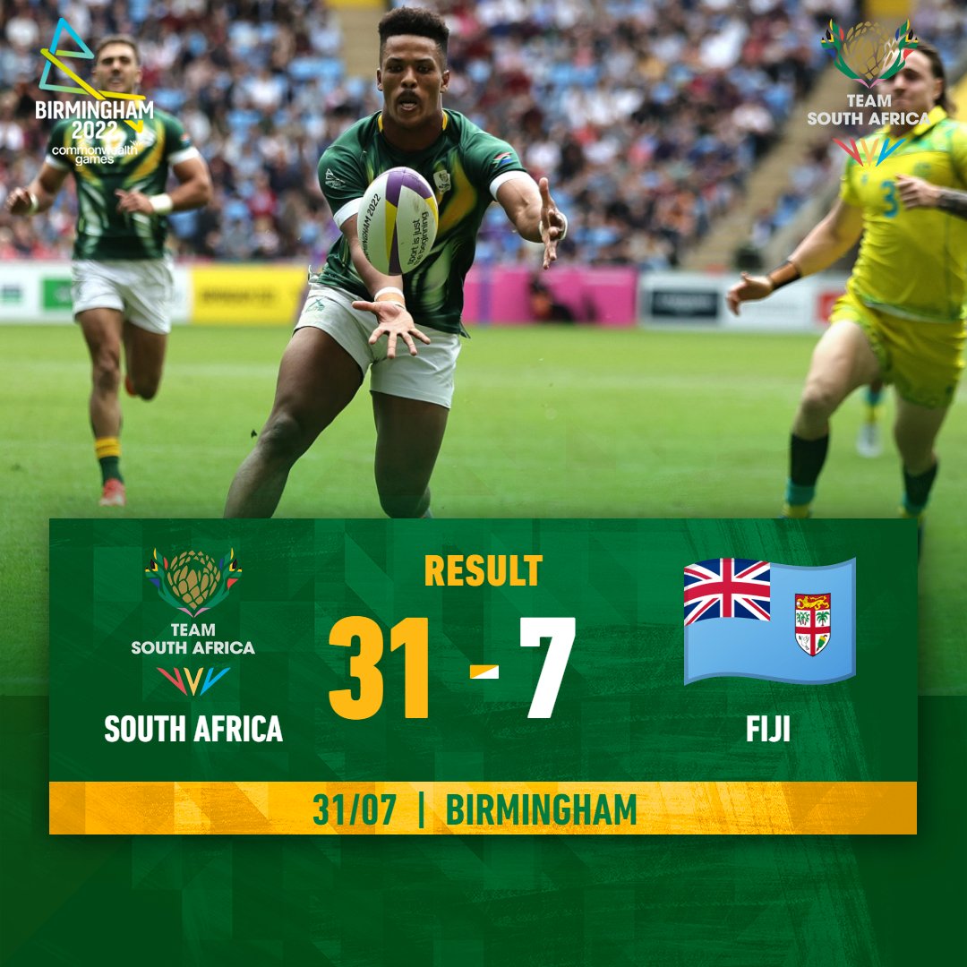 OfficialTeamRSA's tweet photo. GOLD 🥇🥇🥇for #TeamSA @Blitzboks in the Men's Sevens Rugby. 

Shapa Blitz Boks, shapa! 🥇 Our 2nd Commonwealth Games gold medal in the sport👏👏👏

RT to show us how proud you are of the champions. #B2022 #B2022Rugby @birminghamcg22 https://t.co/rHqVPgRABM