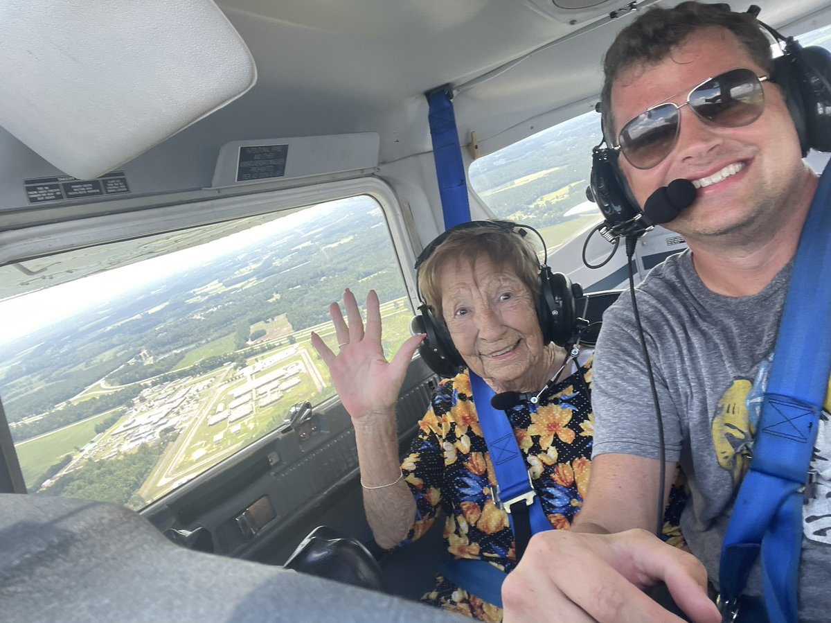 S_McIntyreNC's tweet photo. I took my first passenger up today! My 88-year-old grandmother! https://t.co/DVHTJUyynN