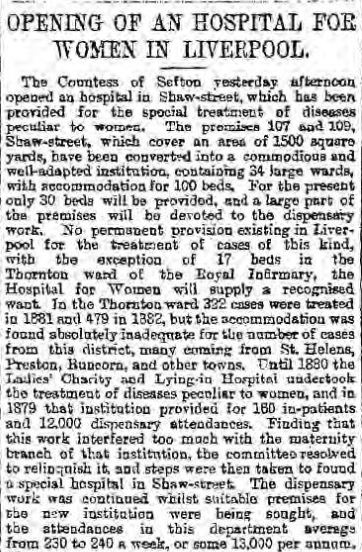 Liverpool1207's tweet photo. The Special Hospital for Women on Shaw Street was opened on 31st July 1883 by the Countess of Sefton. Expanded 1896. https://t.co/J5Ug7Ybtus