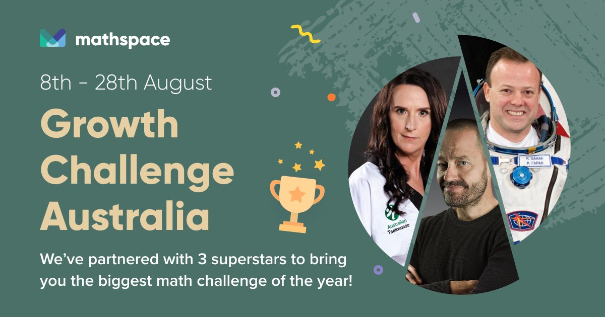 mathspace's tweet image. One more week! We&apos;ve partnered with @Astro_Ron, Janine Watson and @adambspencer  to launch the biggest #GrowthChallenge in Australia to date - join for free and get the change to win a maths lesson with an Astronaut, Paralympian, or Comedian!

Register at mathspace.co/au/growth-chal…