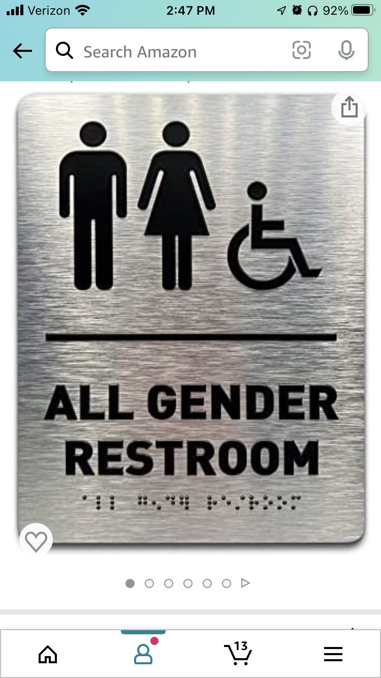 I found a bathroom sign on Amazon for Males, Females and people like me… https://t.co/FaYeVatjiv