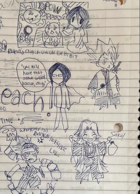 OMG one of my best friends from hs said she found her old science class notes. we sat next to e/o in bio and she let me draw all over her notes all the time  