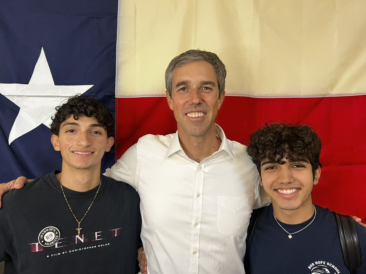 BetoORourke's tweet photo. Just met 12 first-time voters in Port Arthur! Great to see Gio, Reyes, Jadyn, Karen, and Caroline. https://t.co/y3X16MODdW