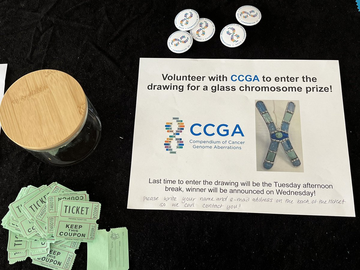 MarilenaMelas's tweet photo. You want to learn more about @ccgawiki? Join our booth at #CGCAnnual2022 (next to the exhibit hall)! Volunteer with CCGA to enter a drawing for a glass chromosome prize! @CG_Consortium @ccgawiki @HodgeJennelle #cancergenomics #ccgawiki https://t.co/zmkFc4crqW