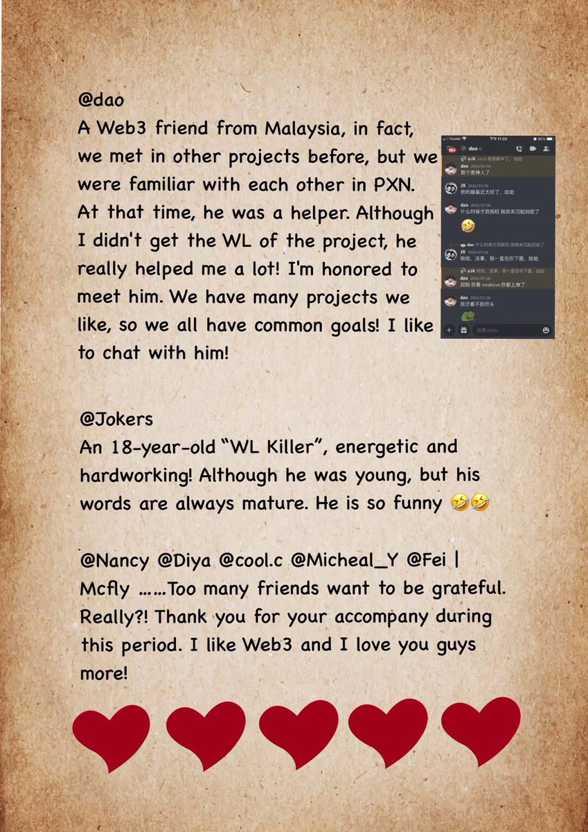 JX84412270's tweet photo. Appreciate @owangenft  for holding such an activity. I finally have the opportunity to grateful the friends who have been accompanying me and growing up with me in Web3! You have brought a special year to my life, thanks 🙏  I love you guys! 
#StayOWsome #OwangeWeb3Partners https://t.co/N97TVl8awh