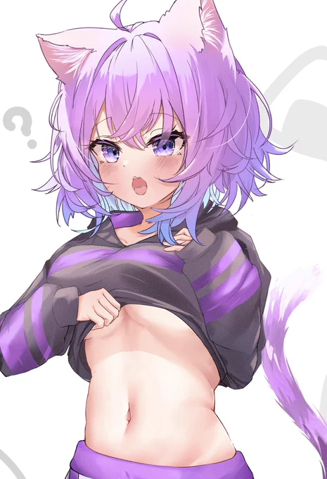 #絵かゆ  #絵柄が好みっていう人にフォローされたい おかゆにお腹見せてもらう 表情差分 