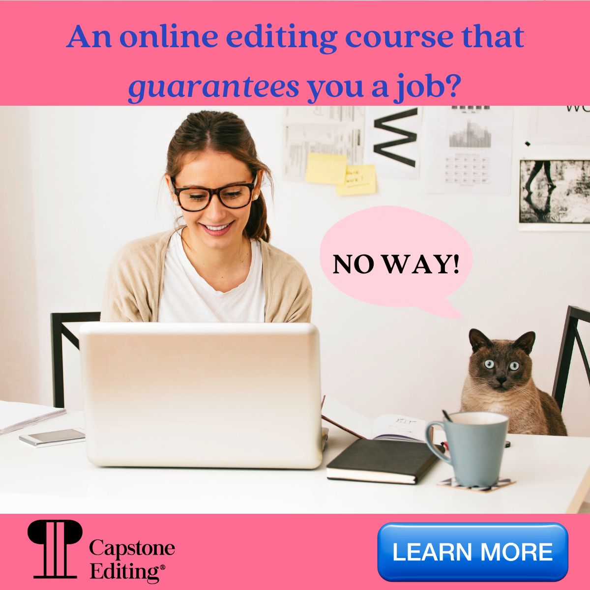 An online course in professional editing that guarantees you a job after graduation? Sounds too good to be true, right? Message us to find out more!
