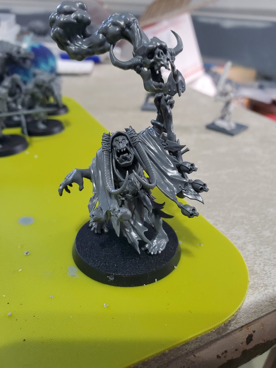 TheHobbytide's tweet photo. Hobby for #AnimosityIV this week is... odd. My narrstive was about Veithan being a shaman for a player looking to ascend to the Six, but I don't have a human shaman mini. I do, however, have an orc shaman mini and tribal humans and elves, so uh... close enough? https://t.co/pYqWPb4Fas