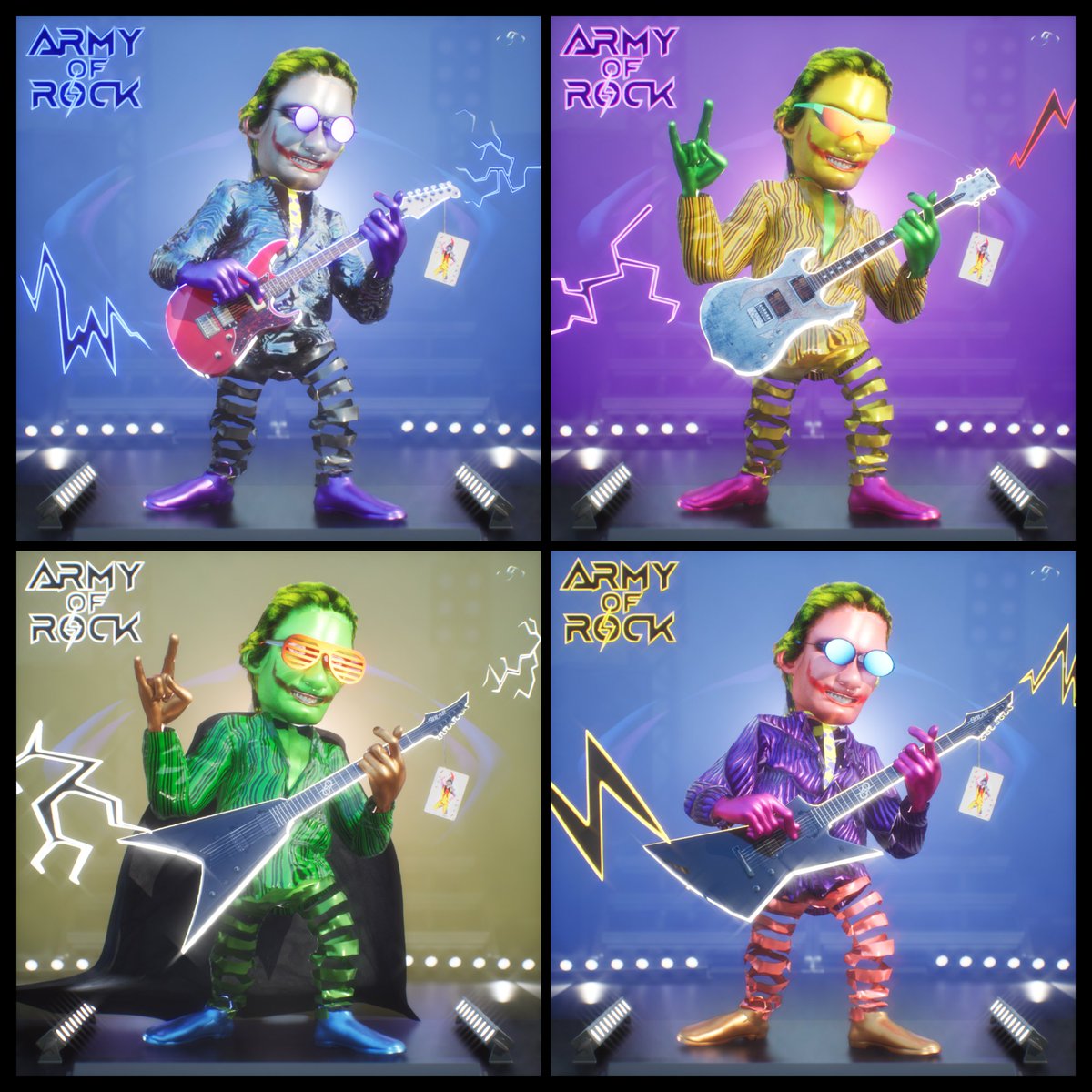 armyofrock's tweet photo. 'Joker Rocker' shiny chrome variants multiplying in traits, outfits, props and colors! Its madness! Soon available on Solsea! Be vigilant stay tuned! lol!

https://t.co/kcw084smkK

#armyofrocknft #nft #metaverse #nftcommunity #SolanaNFTs #SOLSEA #NFTdrop #joker #NFTs https://t.co/4rMNv6FMfu