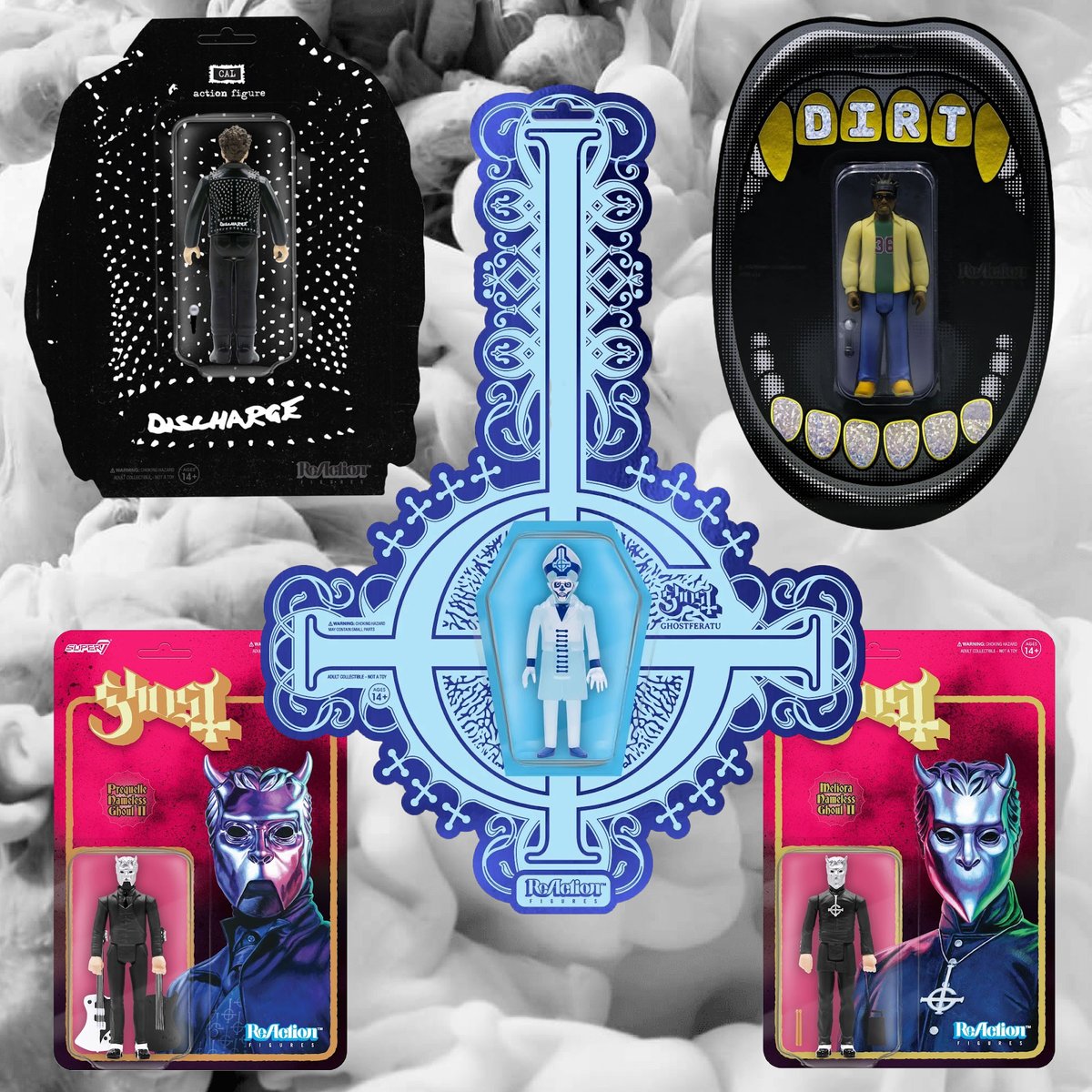 NOW IN STOCK - New Super7 ReAction Figures! ODB of Wu-Tang Clan, Cal Morris of DISCHARGE, and a three figure GHOST set featuring a GID Ghostferatu + two Ghouls: aggronautix.com/product-catego…