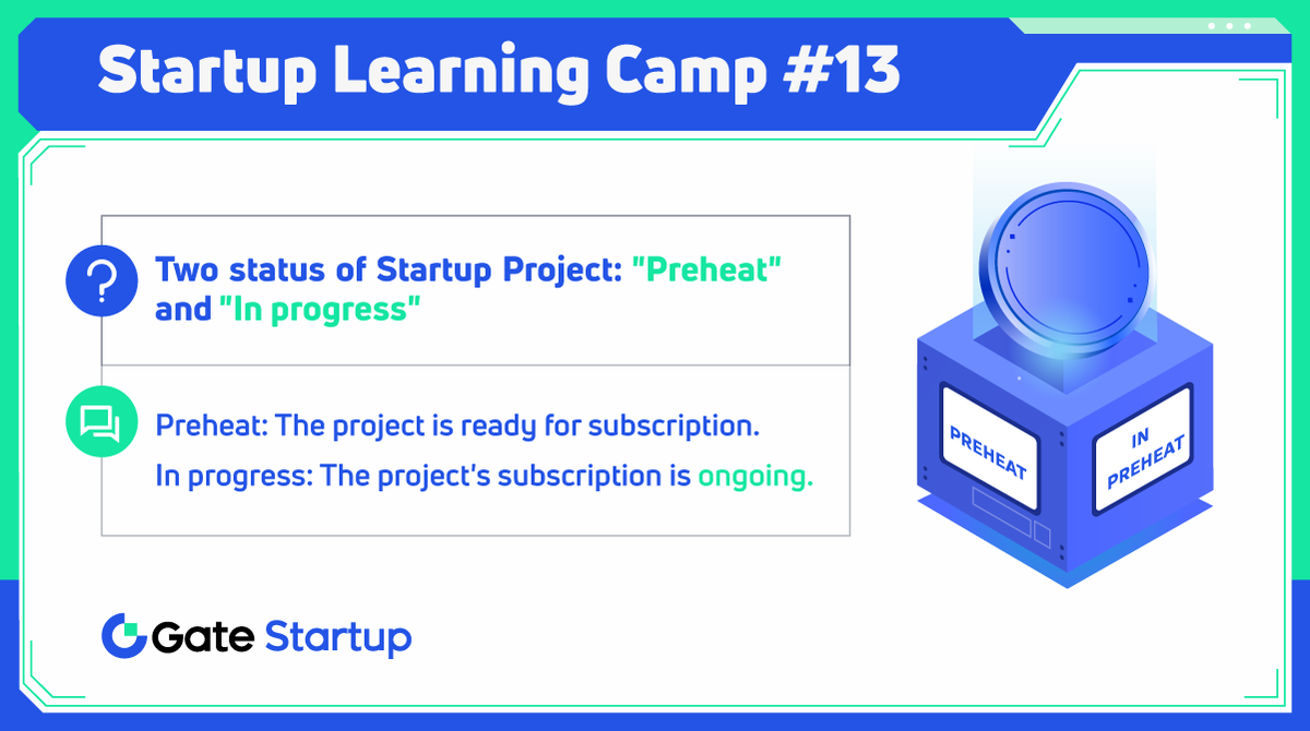 Gate_Launch's tweet image. #StartupLearningCamp 💡

⌛️&quot;Preheat&quot; means the subscription hasn&apos;t started yet. You will be reminded if the &quot;Startup&quot; Push Management is turned on.

👀Check today&apos;s preheat project: gate.io/startup

#Gateio