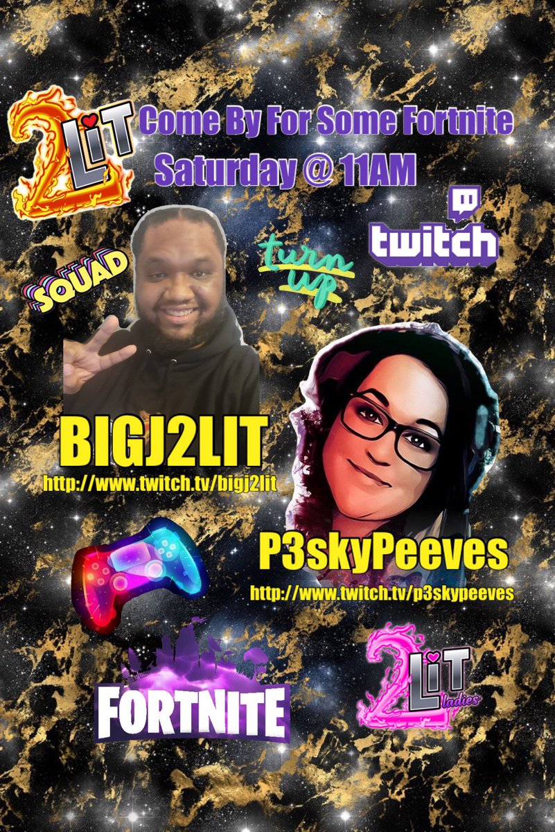 BigJ2LiT's tweet photo. Yooo turn us up!!! our first of many collabs lets gooo!!! @TTVP3skyPeeves and i on @FortniteGame having fun on @twitch #2lit #2litladies #2litsupports #bigj2lit #fortnite #BattleRoyale #twitch https://t.co/a9hNFF0lFT