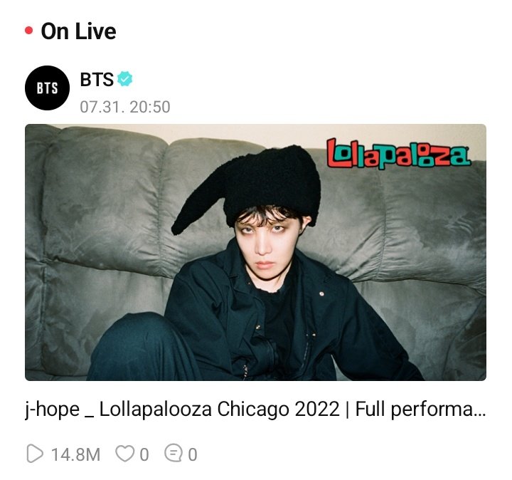 HoseokMexico's tweet photo. 🆕| La transmisión de j-hope en Weverse live para Lollapalooza logró +14M de espectadores 🔥

#HOBIPALOOZA #JHOPE @BTS_twt 
Hoseok México | #Contempo https://t.co/hWXQXdadTH