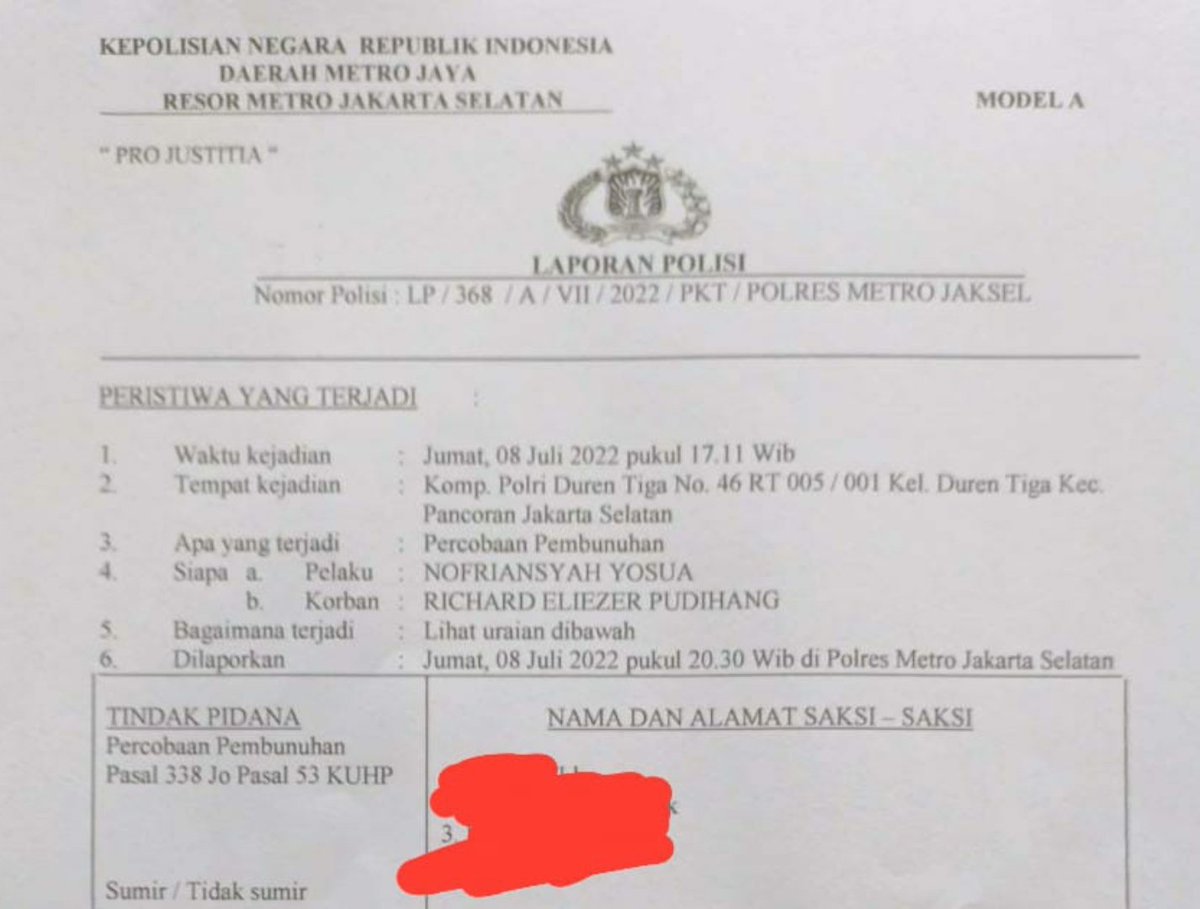 LP A itu kasus "Percobaan Pembunuhan JH (pelaku) kepada RE (korban)" kawanku

Tiga nama yang aku tutup warna merah itu para saksi kunci soal "Percobaan Pembunuhan JH kepada RE" kawan

Saksi kunci mengenai JH (pelaku pelecehan seksual kepada PC) letuskan timah panas duluan kawan