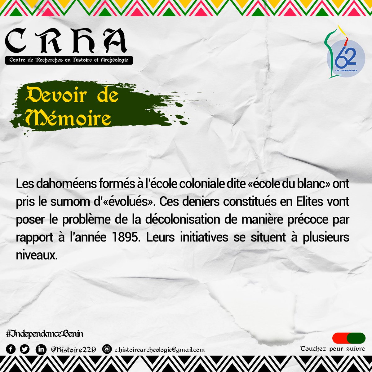 HistoireBj's tweet photo. Les #dahoméens formés à l’école #coloniale dite « école du blanc » ont pris le surnom d’« évolués ». 

#CRHA229 #Histoire229 #wasexo #IndependanceBenin #IndependanceBJ https://t.co/WitX6tZmIN
