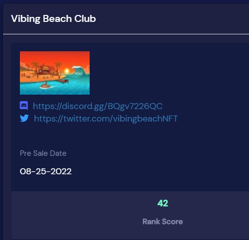 NftVisor's tweet photo. Vibing Beach Club @vibingbeachNFT

See growth statistics at

https://t.co/MfJVOZiIMq

#nftvisor
#nfts #upcomingnfts https://t.co/Vl0fMOl2Kh