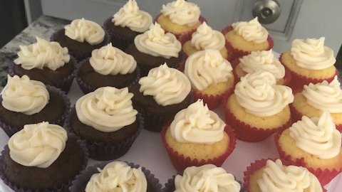 WheatonProvost's tweet photo. Chocolate buttercream and lemon coconut buttercream cupcakes. #sabbathbaking https://t.co/5PV88wM7tA