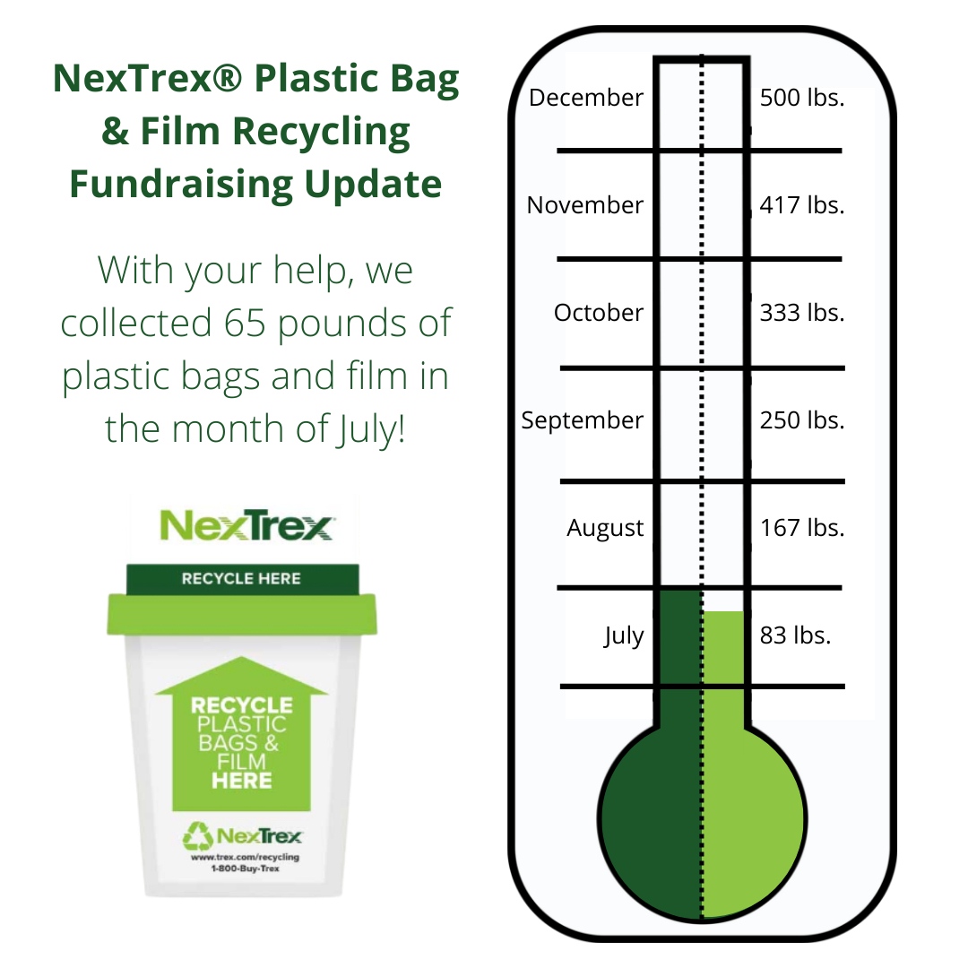 DID YOU KNOW... Trex's premium composite decking is made from recycled grocery bags and other plastic film. If we collect 500 pounds of plastic refuse in a six-month span (about 40,500 plastic bags), <a href="/trexcompany/">Trex Company</a> will donate a high-performance composite bench to Oatland!⁠