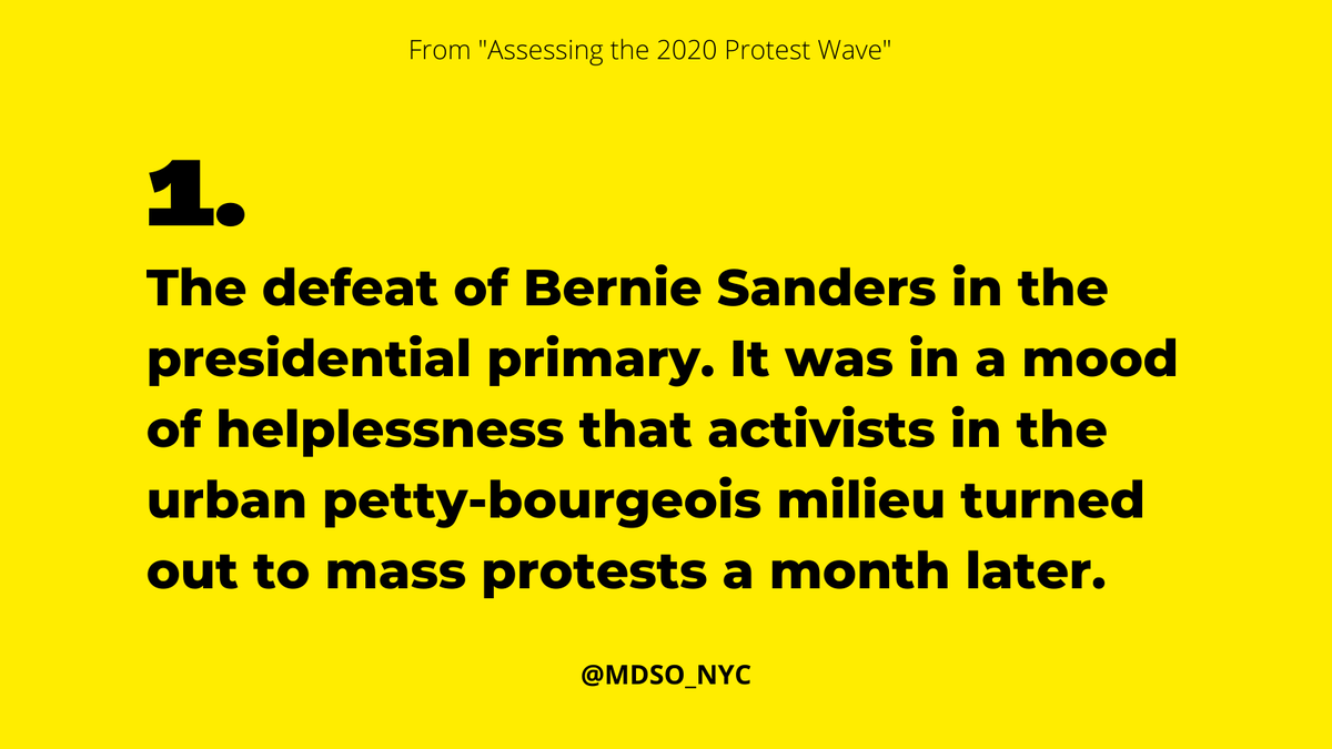MDSO_NYC's tweet photo. What were the four main conditions for the mass rebellion in the streets during the summer of 2020?
#GeorgeFloyd #2020protests #Revolution #Socialism https://t.co/uIlD8wogiZ