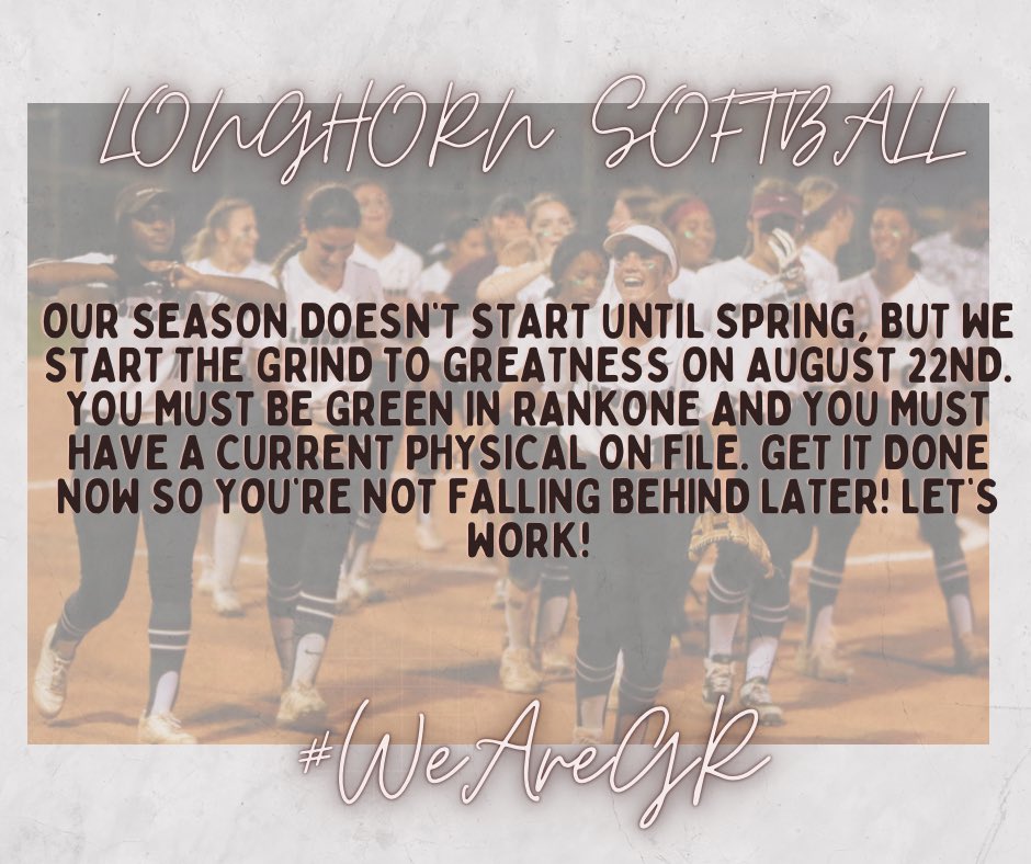 <a href="/grhs_softball/">GRLonghornSoftball</a> 👀 👀 👀 #WeAreGR <a href="/GRHS_Longhorns/">GRHS Longhorn Athletics</a>